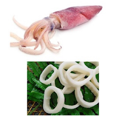 Squid Large / Koondal Cleaned and cut as Rings 500g gross weight / 300-340g Net weight including hea
