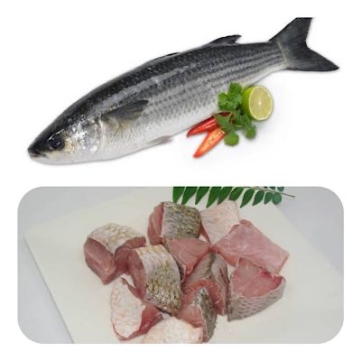 Thirutha cleaned and curry cut / Grey mullet 2 fish 670g Gross weight / 440-480g Net