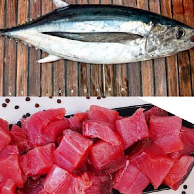 Kera / Yellow fin Tuna meat without skin Curry Cut 500g net weight