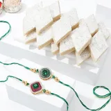 Set Of 2 Rakhi With Kaju Katli