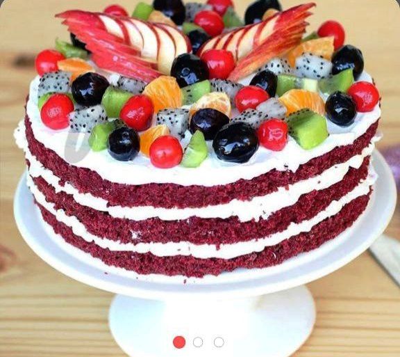 Red Velvet Fruit Layer Cake