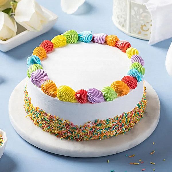 Rainbow Vanilla Cream Cake