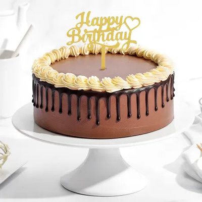 Fresh Cream Chocolate Drip Birthday Cake