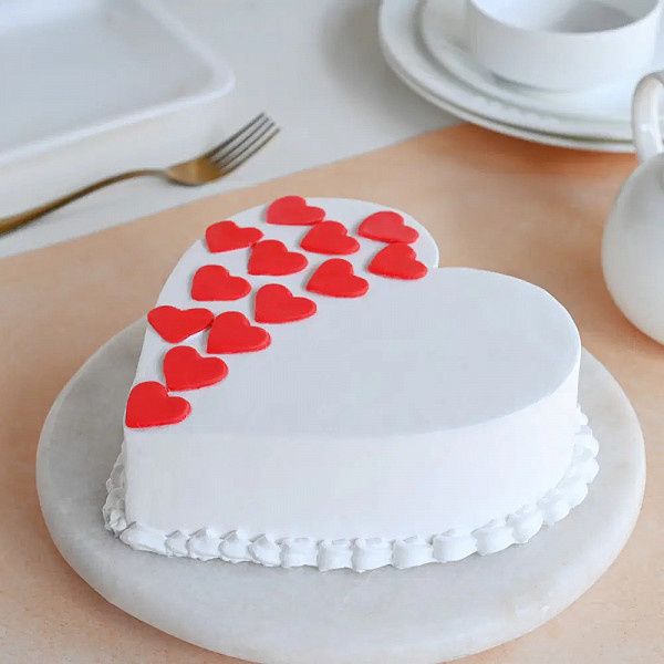 Classic Heart Shaped Vanilla Cake