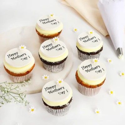 Happy Mother's Day Choco Vanilla Cupcakes (6 Pc)