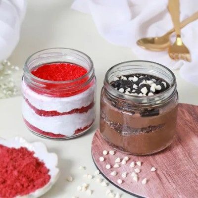 Red Velvet & Chocolate Jar Cake (Set Of 2)