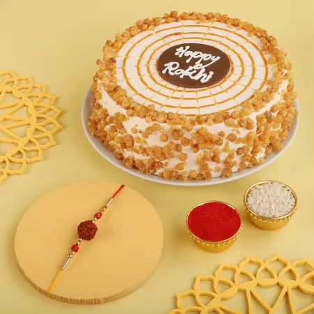 Single Rakhi With Butterscotch Cake
