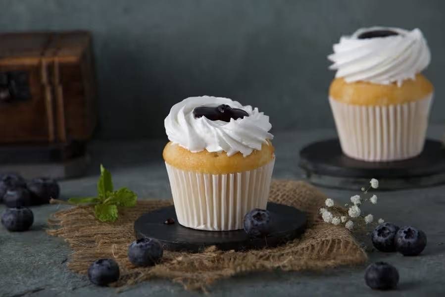 Eggless Blueberry Cup Cake