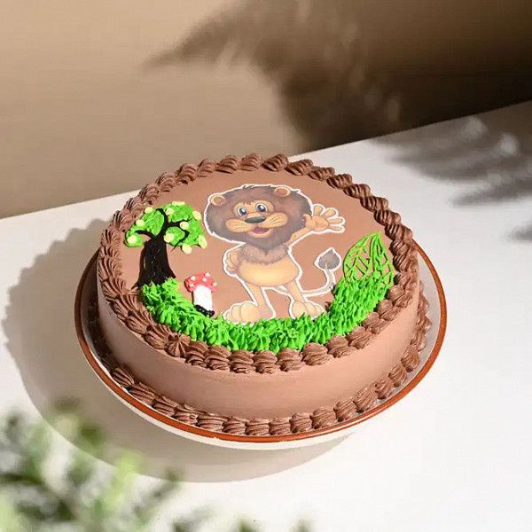 Lion Safari Theme Chocolate Cake