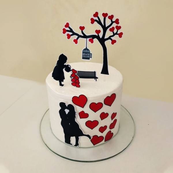 Romantic Heart Cake For Couple