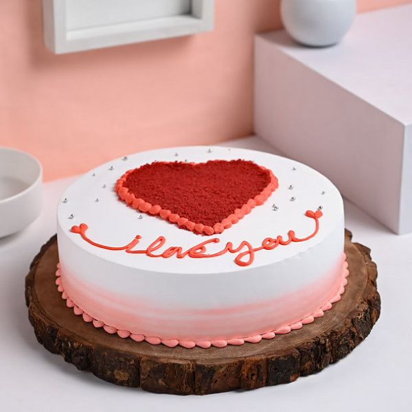 Round Red Velvet Love Cake