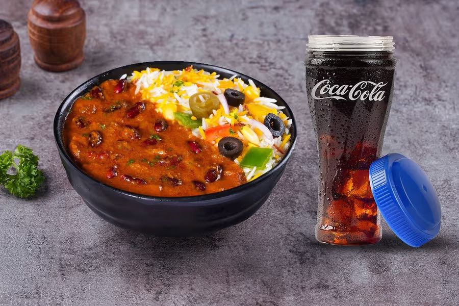Classic Rajma Rice Bowl With Coke