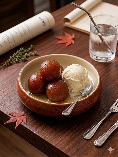 Gulab Jamun With Ice Cream