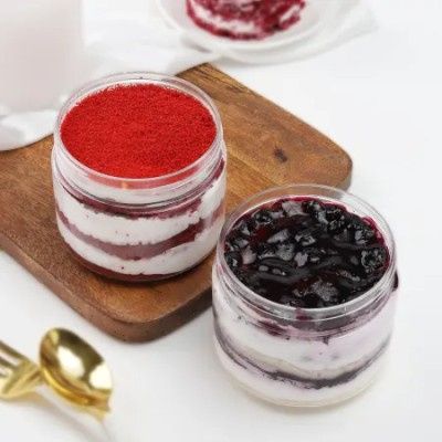 Blueberry And Red Velvet Jar Cakes