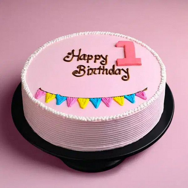 First Birthday Pastel Strawberry Cake