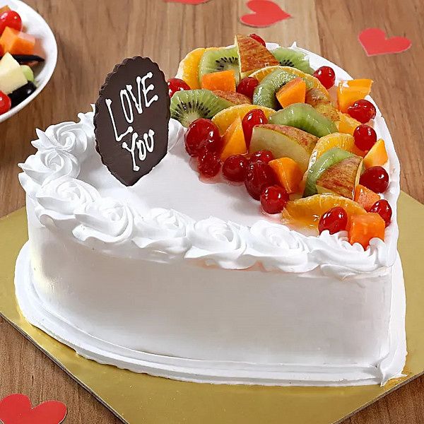 Heart Shaped Vanilla Fruit Cake