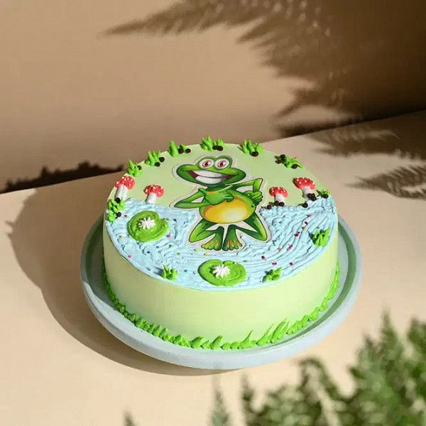 Playful Frog Paradise Vanilla Cake