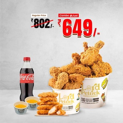 Jumbo Chicken 4Pcs + Chicken Wings 4 Pcs + Chicken Strips 4 Pcs + 2Dips + Coke Pet Bottle