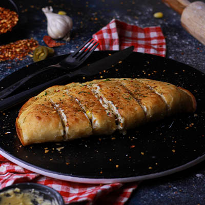 Mutton Keema Stuffed Garlic Bread