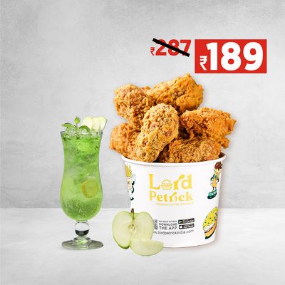 4 Chicken Wings + Large Minty Green Apple