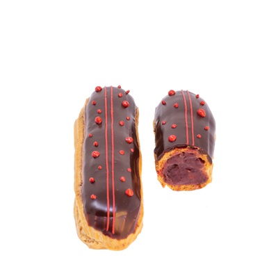 Raspberry Ganache Filled Eclairs