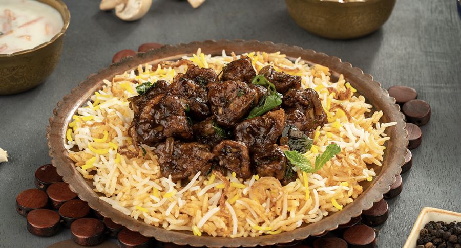 Pepper Mushroom Hyderabadi Biryani