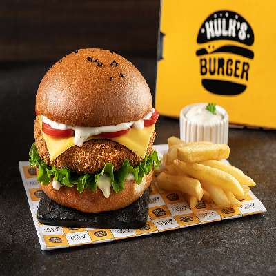 Kids Hulk Farm Veg -Burger Served With Fries