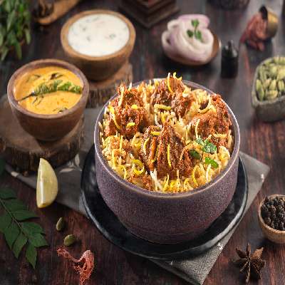 Gosht-E-Narm (Mutton Dum Hyderabadi Boneless Biryani - Serve - 2 )