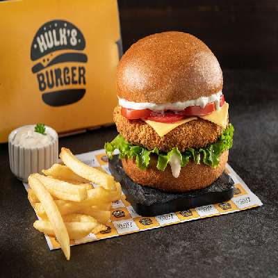 Kids Hulk Shredded Chicken Burger Served With Fries