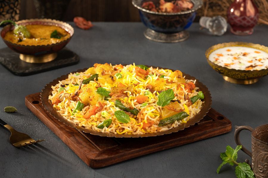 Veg Dum Hyderabadi Biryani.