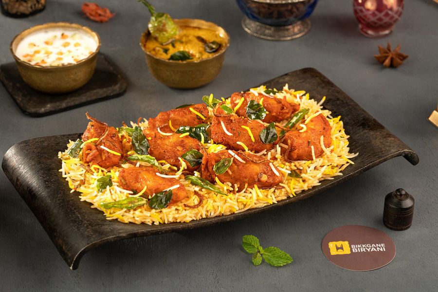 Egg 65 Hyderabadi Biryani.