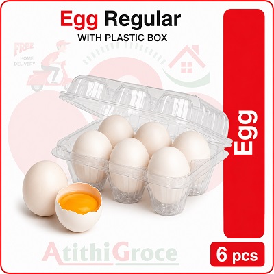 Eggs Regular 6 Pcs WITH PLASTIC BOX