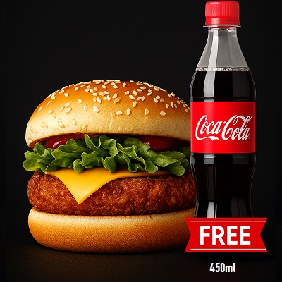 Veg Burger + Free Coca Cola 400ml