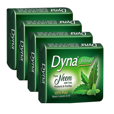 Dyna soap neem & tulsi 4x100g  free parachute oil worth Rs 10
