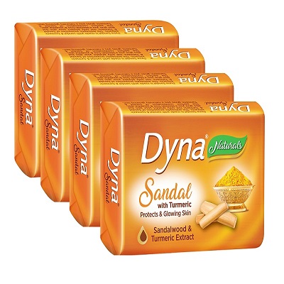 Dyna soap sandal & turmeric 4x100g free parachute oil worth Rs 10
