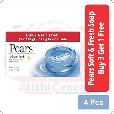 pears soft & fresh soap 4 X 125g