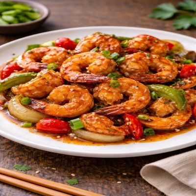 PRAWNS IN OYSTER  CHILLI SAUCE