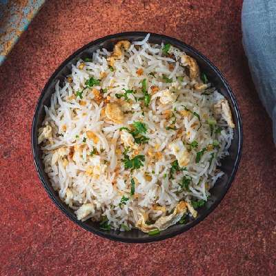 Coriander Burnt Garlic Egg Rice [Serves 1- 2]