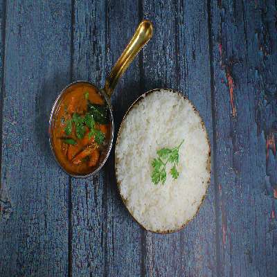 White Rice + Prawns Curry