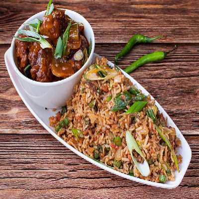 Chicken Manchurian With Fried Rice Or 2 Paratha