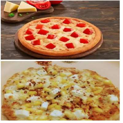 Corn Pizza (Medium 6 Slice) + Tomato Paneer Pizza (Medium 6 Slice)