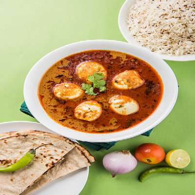 Egg Curry (2Pcs) With Steam Rice / 2 Paratha