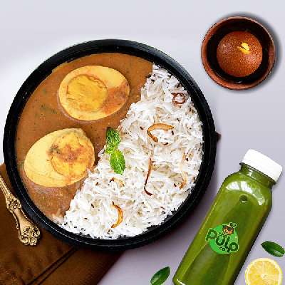 Egg Curry With Rice + Dessert + Mint Lemonade Combo