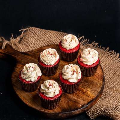 Six Red Velvet Cupcakes