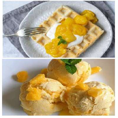 Alphanso Mango Waffle+ 150ML Icecream+ 150ML Icecream