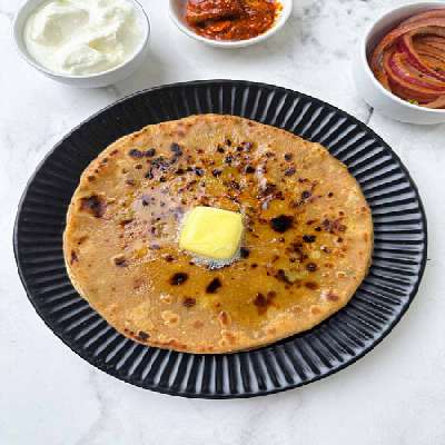 2 Aloo Pyaaz Paratha With Curd And Pickle