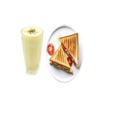 Badam Milk (Badam Milk + Veg Sandwich )