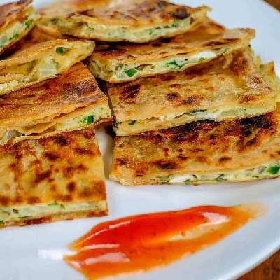 Two Egg Paratha With Curd And Pickle