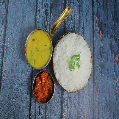White Rice + Mudda Pappu + Avakaya