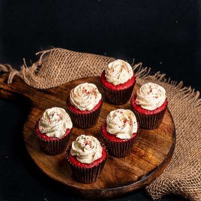 Six Red Velvet Cupcakes
